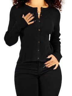 Foto 1 | Suéter Para Mujer De Manga Larga Con Botones A Juego Sweater Dama De Punto Abrigo Suéteres Suet-1037 Negro Jersey Lige
