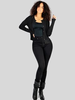 Foto 4 | Suéter Para Mujer De Manga Larga Con Botones A Juego Sweater Dama De Punto Abrigo Suéteres Suet-1037 Negro Jersey Lige