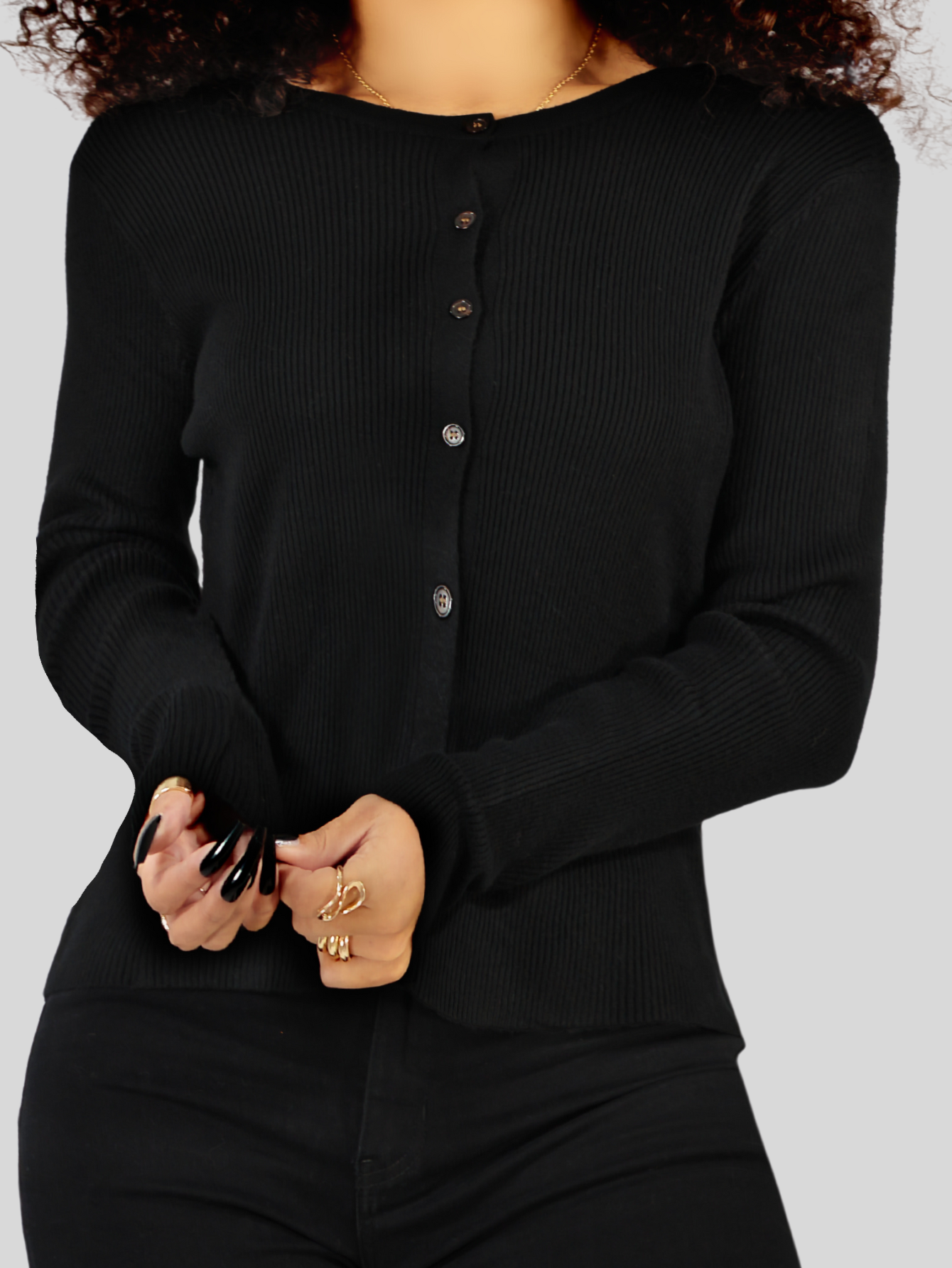 Foto 6 pulgar | Suéter Para Mujer De Manga Larga Con Botones A Juego Sweater Dama De Punto Abrigo Suéteres Suet-1037 Negro Jersey Lige
