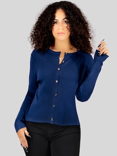 Foto 2 | Suéter Para Mujer De Manga Larga Con Botones A Juego Sweater Dama De Punto Abrigo Suéteres Suet-1037 Azul Marino