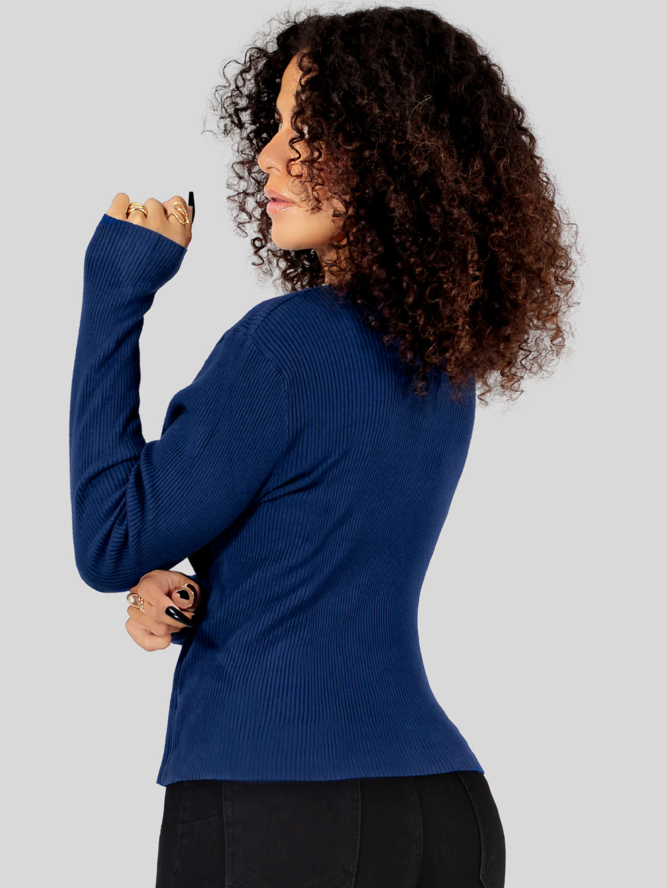 Foto 4 pulgar | Suéter Para Mujer De Manga Larga Con Botones A Juego Sweater Dama De Punto Abrigo Suéteres Suet-1037 Azul Marino