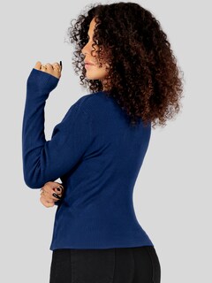 Foto 3 | Suéter Para Mujer De Manga Larga Con Botones A Juego Sweater Dama De Punto Abrigo Suéteres Suet-1037 Azul Marino