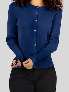 Foto 5 | Suéter Para Mujer De Manga Larga Con Botones A Juego Sweater Dama De Punto Abrigo Suéteres Suet-1037 Azul Marino