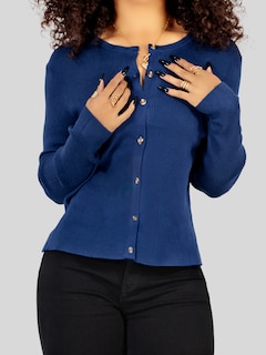 Foto 6 | Suéter Para Mujer De Manga Larga Con Botones A Juego Sweater Dama De Punto Abrigo Suéteres Suet-1037 Azul Marino