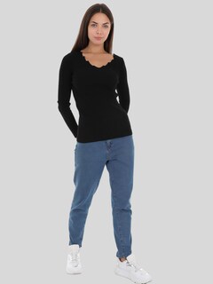 Foto 2 | Suéter Cuello V Suet-1011- Negro para Mujer