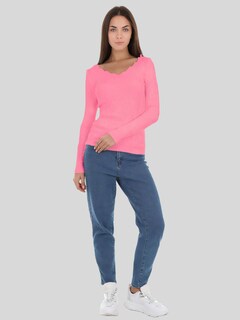 Foto 2 | Suéter para Mujer Cuello V Canalé Rosa
