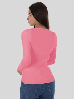 Foto 3 | Suéter para Mujer Cuello V Canalé Rosa