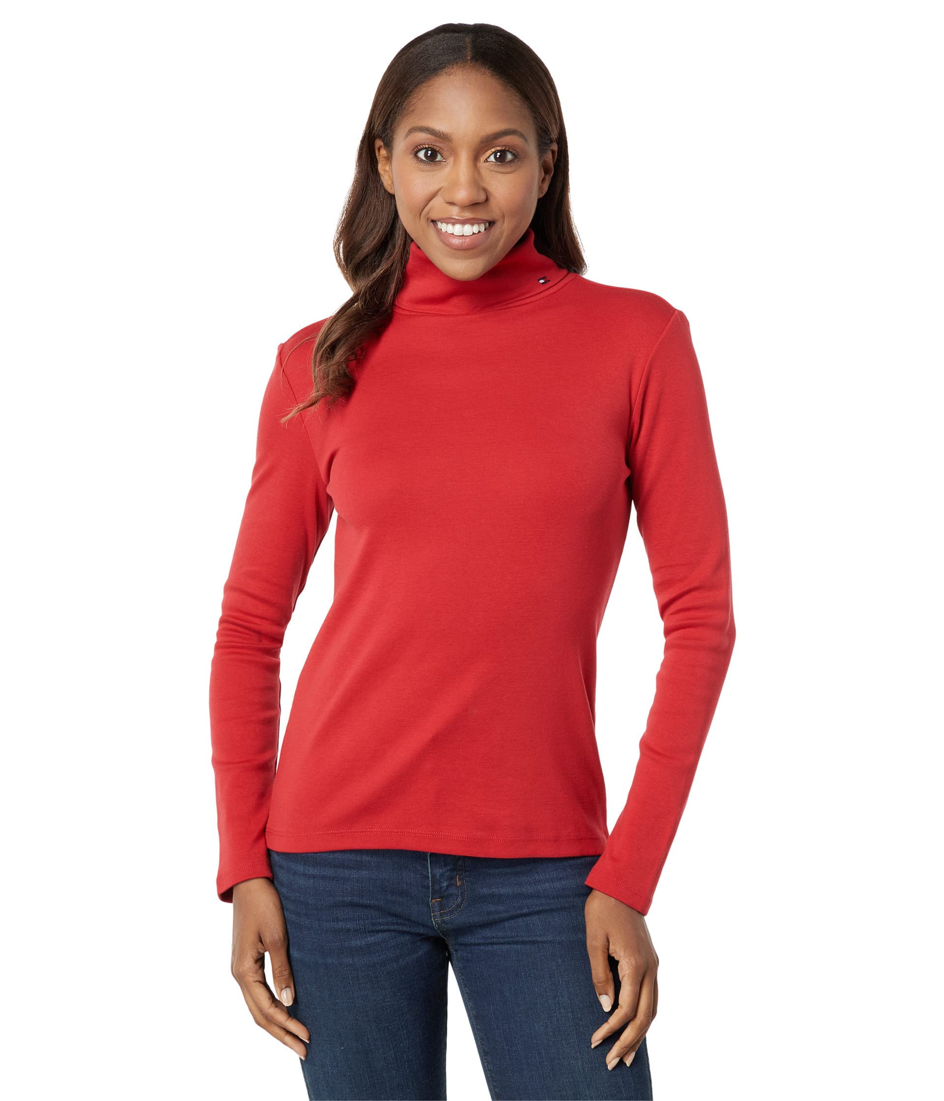 Foto 2 pulgar | Jersey Tommy Hilfiger Para Mujer, Cuello Alto, Manga Larga, Rojo - Venta Internacional.