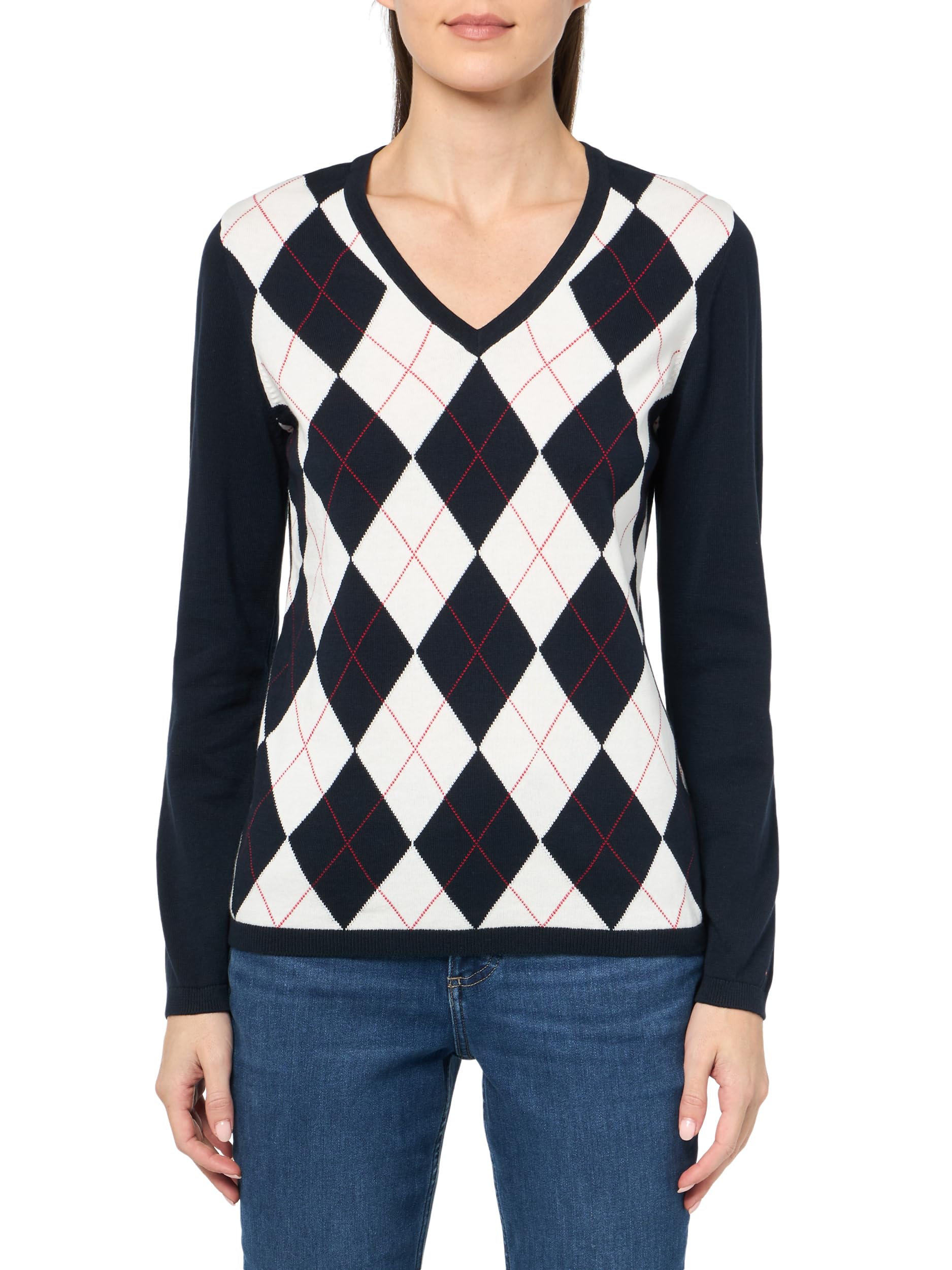 Foto 1 | Jersey Tommy Hilfiger Para Mujer, Algodón, Hiedra, Con Cuello En V - Venta Internacional.