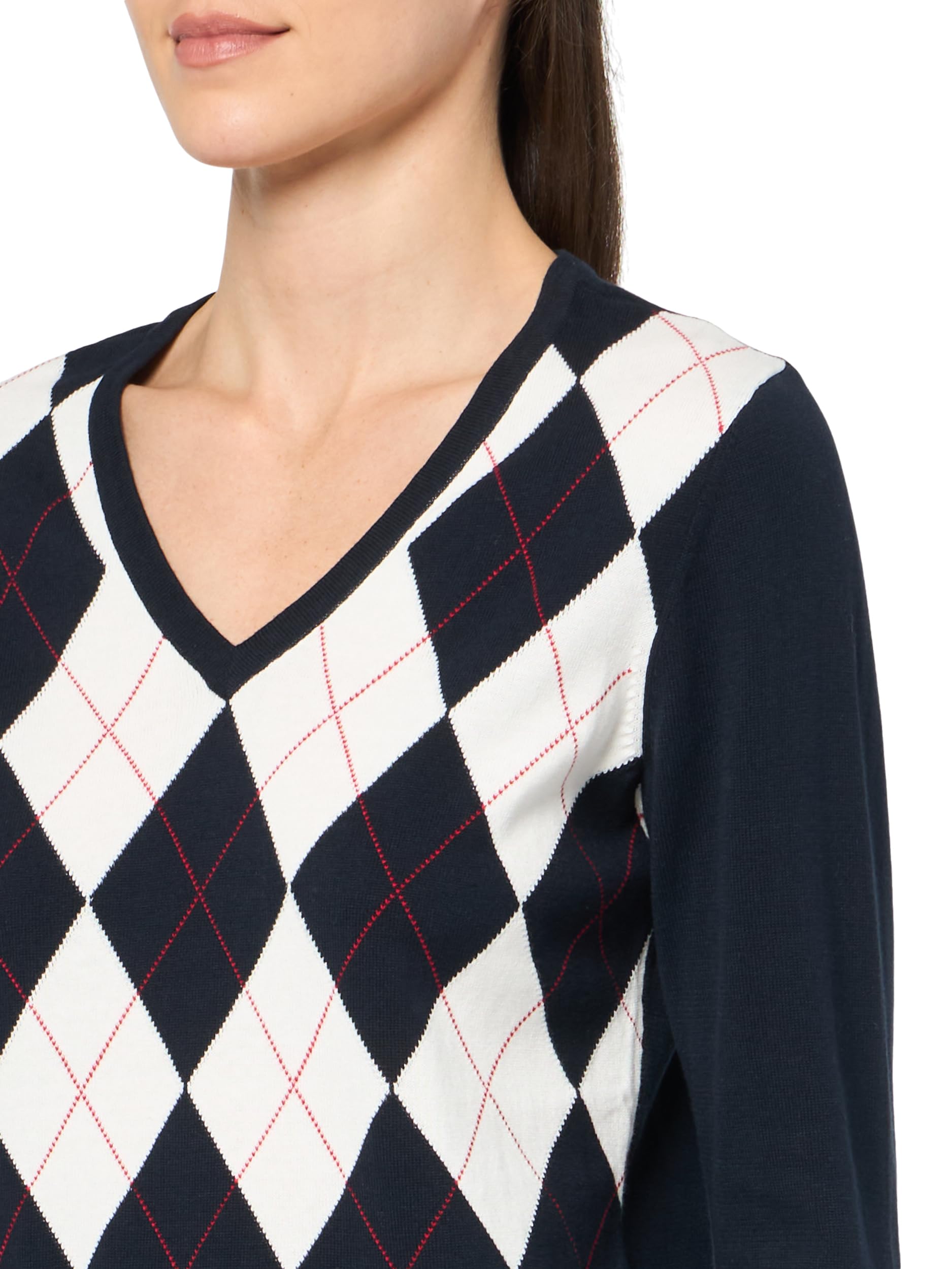 Foto 4 pulgar | Jersey Tommy Hilfiger Para Mujer, Algodón, Hiedra, Con Cuello En V - Venta Internacional.