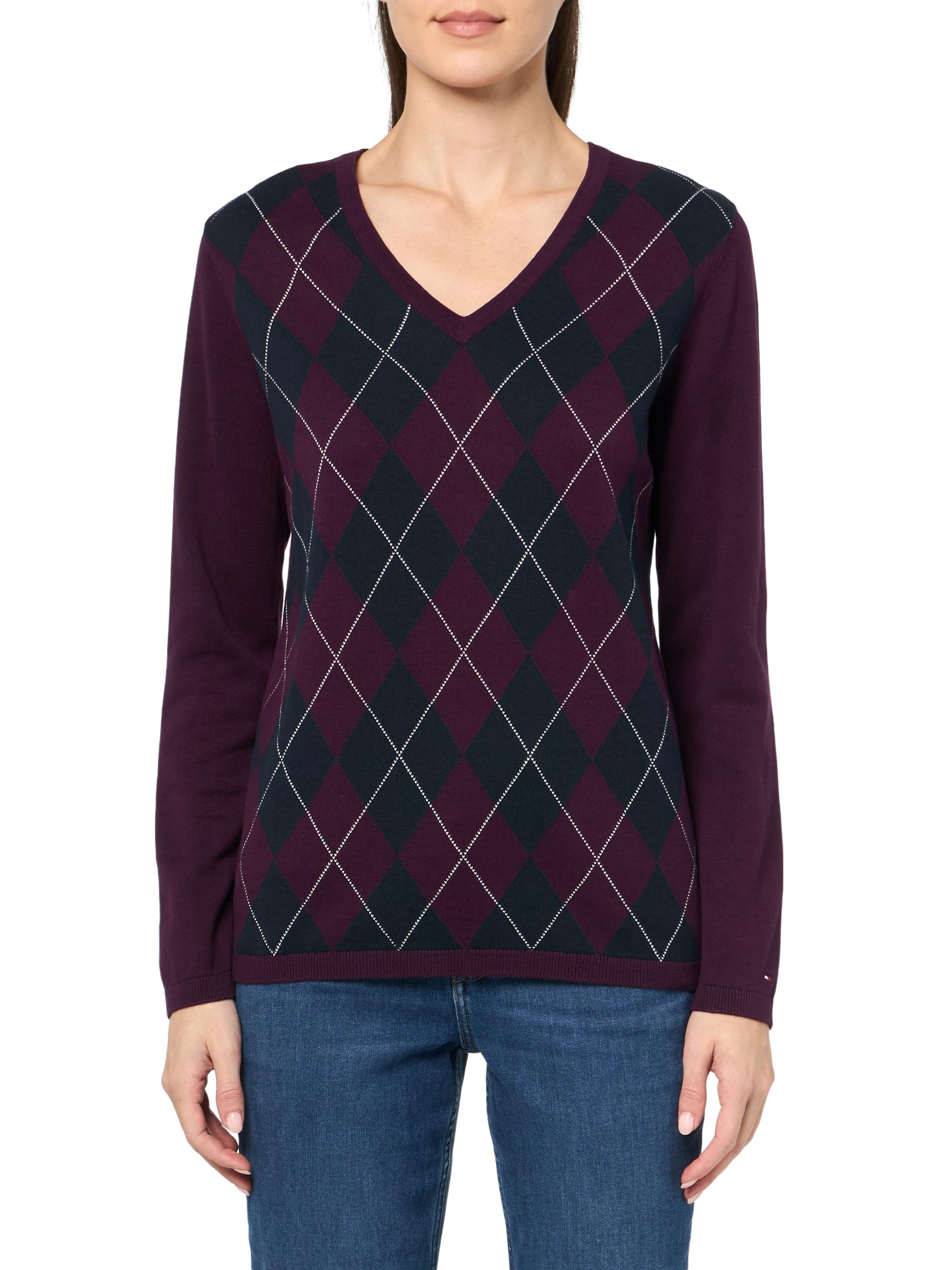 Foto 1 | Jersey Tommy Hilfiger Para Mujer, Algodón, Hiedra, Con Cuello En V - Venta Internacional.
