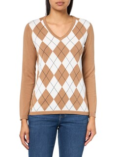 Foto 1 | Jersey Tommy Hilfiger Para Mujer, Algodón, Hiedra, Cuello En V, Marrón - Venta Internacional.