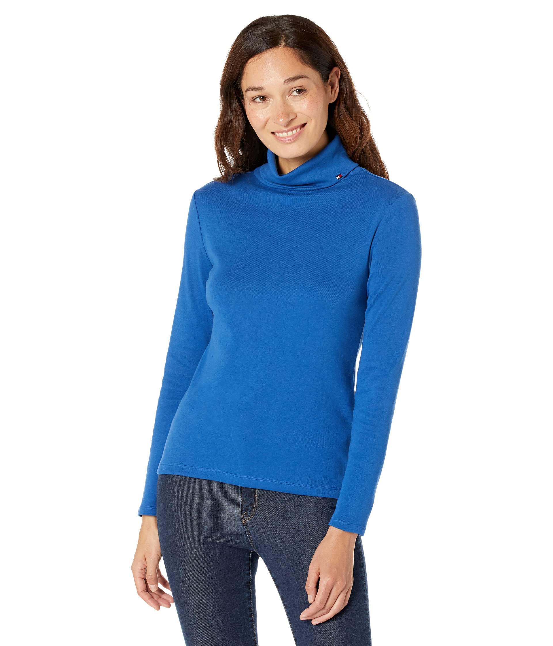 Foto 1 | Jersey Tommy Hilfiger Para Mujer, Cuello Alto, Manga Larga, Azul - Venta Internacional.