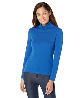 Foto 1 | Jersey Tommy Hilfiger Para Mujer, Cuello Alto, Manga Larga, Azul - Venta Internacional.