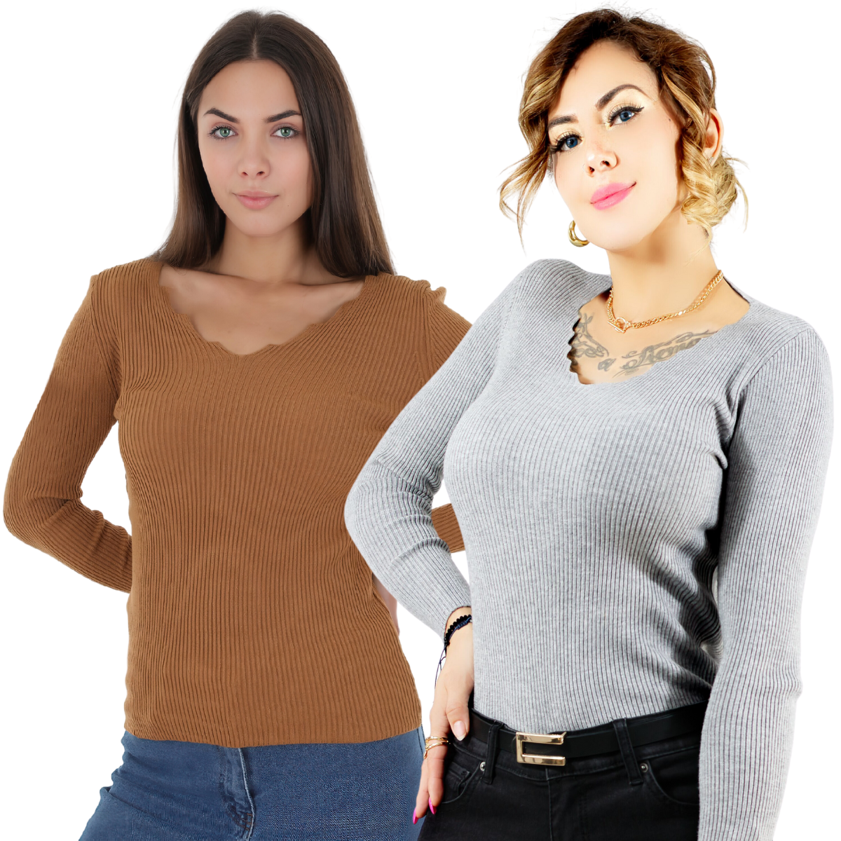 Set De Dos Sueteres Para Mujer Casual Sweater Dama Diseño Canale Suet-1011-px2 Variedad De Colores Invierno Blusa