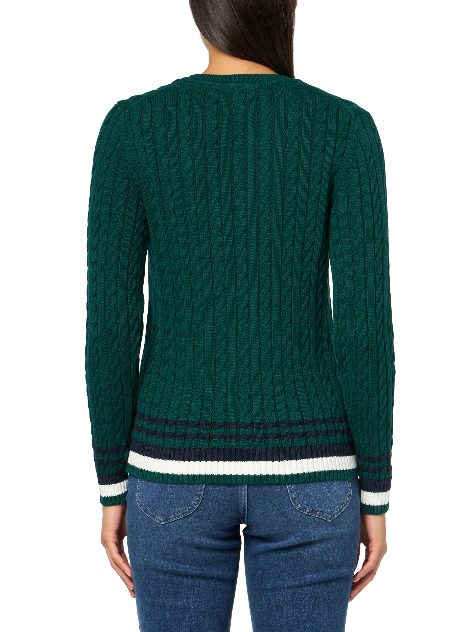 Foto 3 pulgar | Jersey Tommy Hilfiger De Algodón Con Cuello Redondo Para Mujer Cable Forest - Venta Internacional.