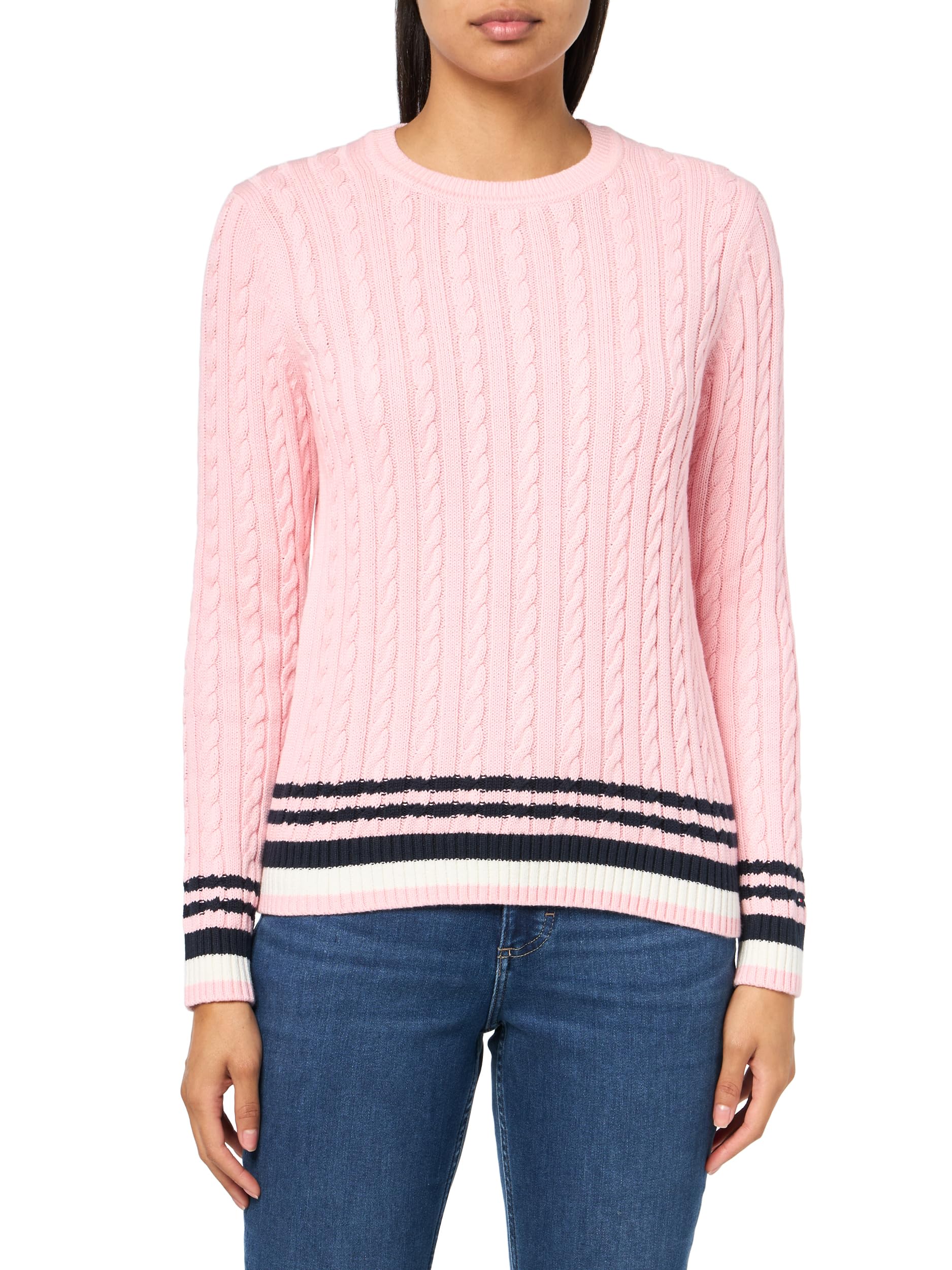 Foto 2 pulgar | Jersey Tommy Hilfiger Para Mujer, Algodón, Cuello Redondo, Color Rosa - Venta Internacional.