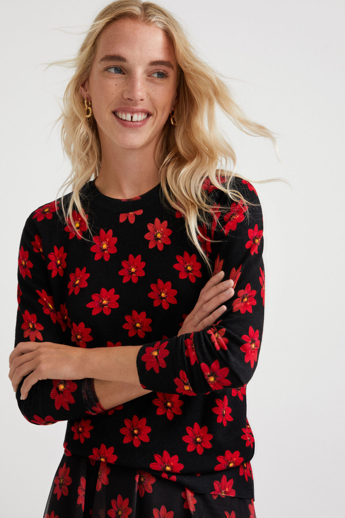 Foto 5 | Jersey Punto Flores Desigual para Mujer