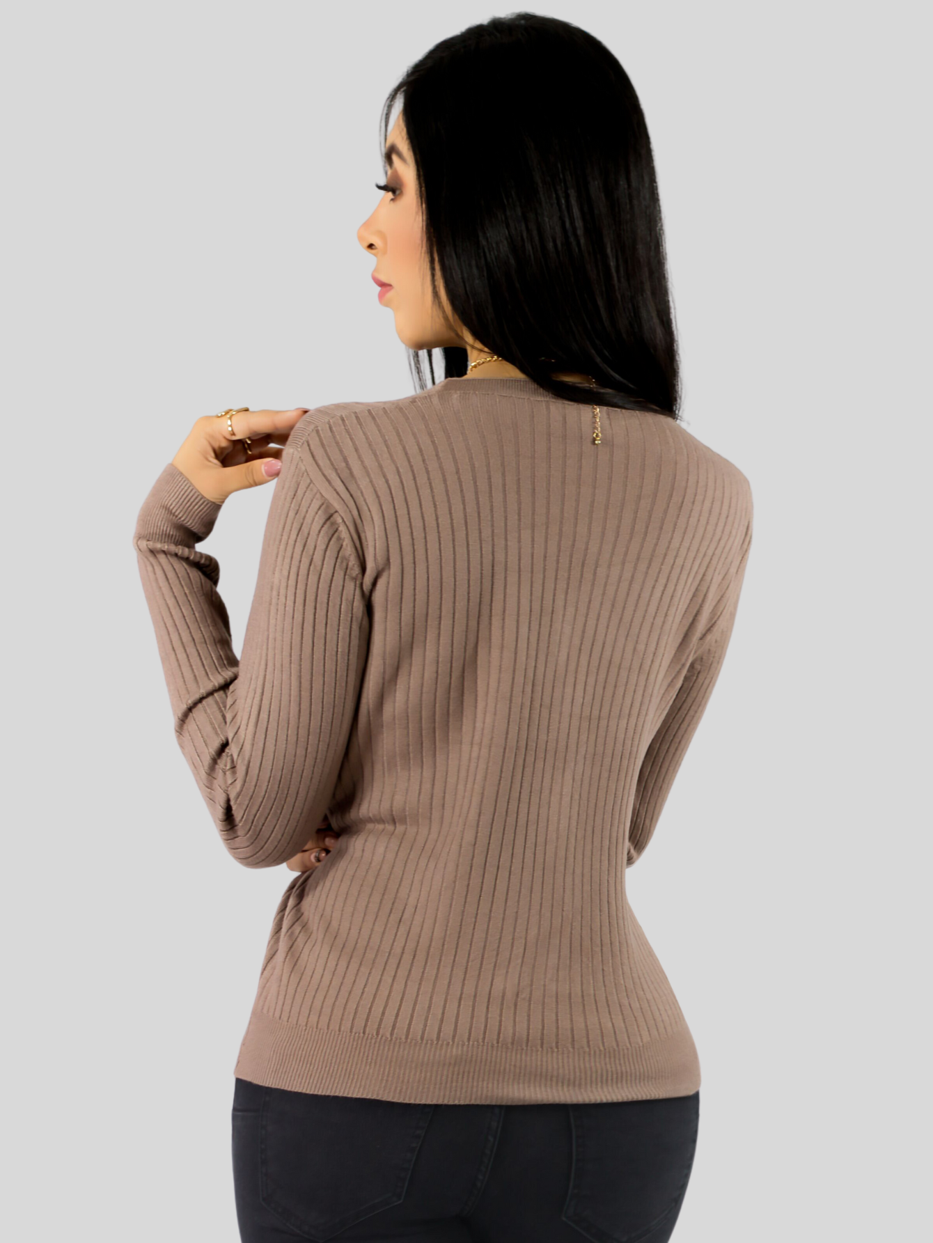 Foto 4 pulgar | Suéter Para Mujer De Manga Larga Con Botones A Juego Sweater Dama De Punto Abrigo Suéteres Suet-1043 Café Claro