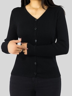 Foto 6 | Suéter Para Mujer De Manga Larga Con Botones A Juego Sweater Dama De Punto Abrigo Suéteres Suet-1043 Negro Jersey Lige