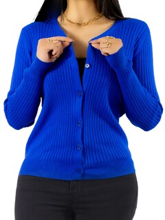 Foto 1 | Suéter Para Mujer De Manga Larga Con Botones A Juego Sweater Dama De Punto Abrigo Suéteres Suet-1043 Azul Rey Jerse