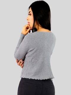 Foto 3 | Sueter De Mujer Manga Larga Sueteres Botones Suet-1042 Gris Sweaters Punto