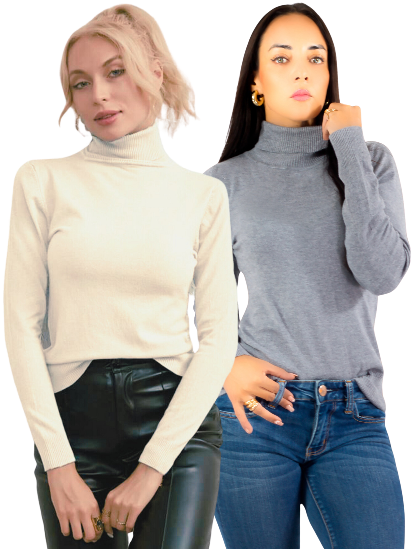 Foto 2 pulgar | Set De 2 Sueteres Mujer De Cuello Alto Sueteres Dama Suet-1023-px2 Variedad De Colores Sweaters