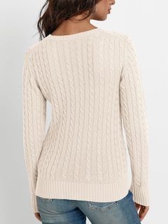 Foto 4 | Jersey Lillusory De Punto Trenzado Con Cuello En V Para Mujer, Color Crema, Talla M - Venta Internacional.