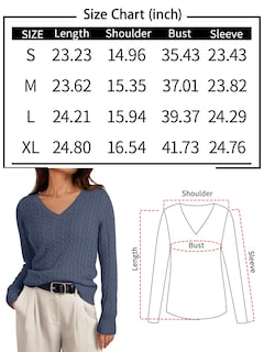 Foto 6 | Jersey Lillusory De Punto Trenzado Con Cuello En V Para Mujer, Color Crema, Talla M - Venta Internacional.