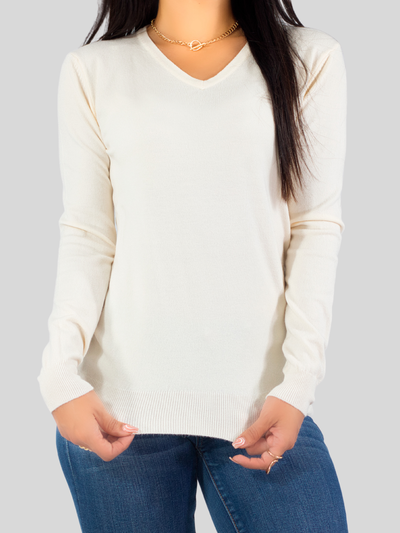 Foto 5 pulgar | Set De 2 Sueteres Mujer Cuello V Manga Larga Suet-1003 Variedad De Colores Sueteres De Punto Sweaters
