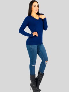 Foto 2 | Set De 2 Sueteres Mujer Cuello V Manga Larga Suet-1003 Variedad De Colores Sueteres De Punto Sweaters
