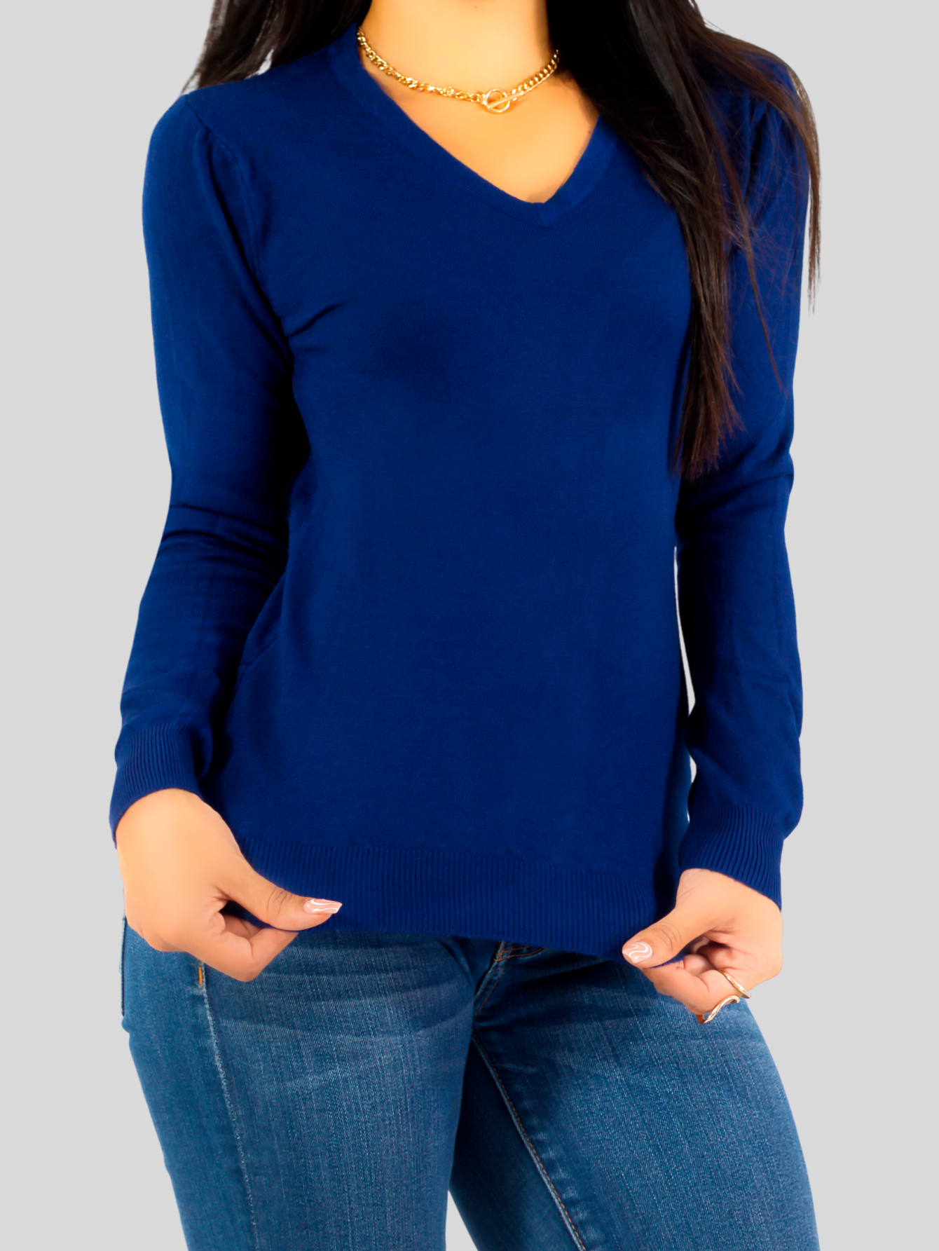 Foto 5 pulgar | Set De 2 Sueteres Mujer Cuello V Manga Larga Suet-1003 Variedad De Colores Sueteres De Punto Sweaters