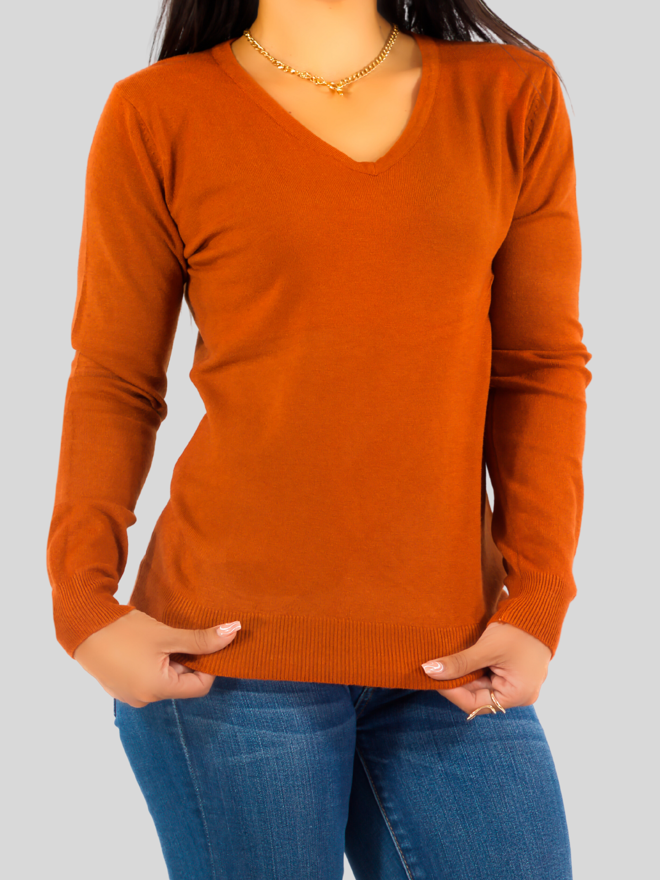 Foto 8 pulgar | Set De 2 Sueteres Mujer Cuello V Manga Larga Suet-1003 Variedad De Colores Sueteres De Punto Sweaters