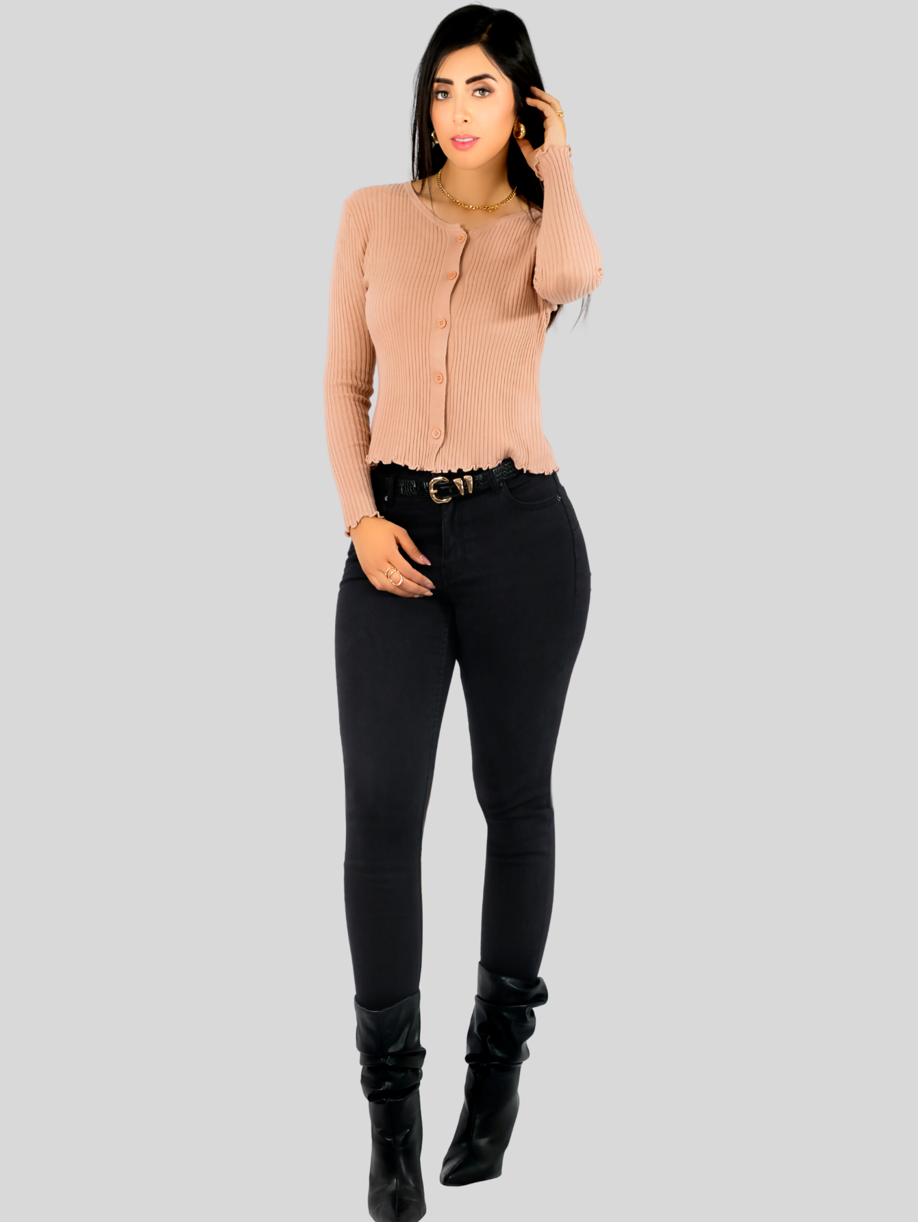 Foto 2 | Set De 2 Suéteres De Mujer Manga Larga Suéteres Botones Lic-1042-px2 Variedad De Colores Sweaters Punto