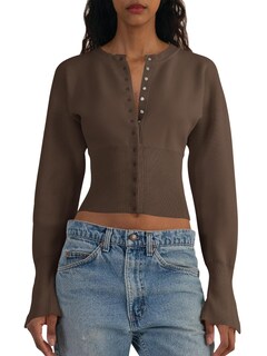Foto 1 | Suéter Corto Saodimallsu Con Botones Y Cuello En V Para Mujer - Venta Internacional.
