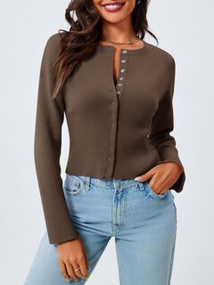 Foto 2 | Suéter Corto Saodimallsu Con Botones Y Cuello En V Para Mujer - Venta Internacional.
