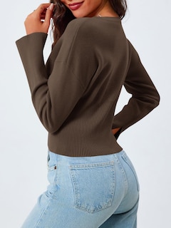 Foto 6 | Suéter Corto Saodimallsu Con Botones Y Cuello En V Para Mujer - Venta Internacional.