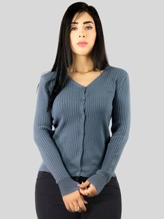 Foto 4 | Set De 2 Suéteres De Mujer Manga Larga Suéteres Botones Lic-1043-px2 Variedad De Colores Sweaters Punto