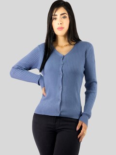 Foto 4 | Set De 2 Suéteres De Mujer Manga Larga Suéteres Botones Lic-1043-px2 Variedad De Colores Sweaters Punto