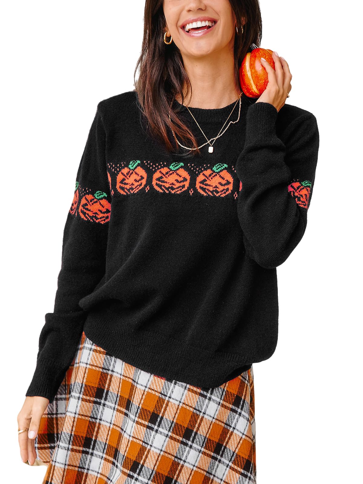 Foto 2 pulgar | Jersey Cupshe De Manga Larga Para Halloween Con Forma De Calabaza M, Para Mujer - Venta Internacional.
