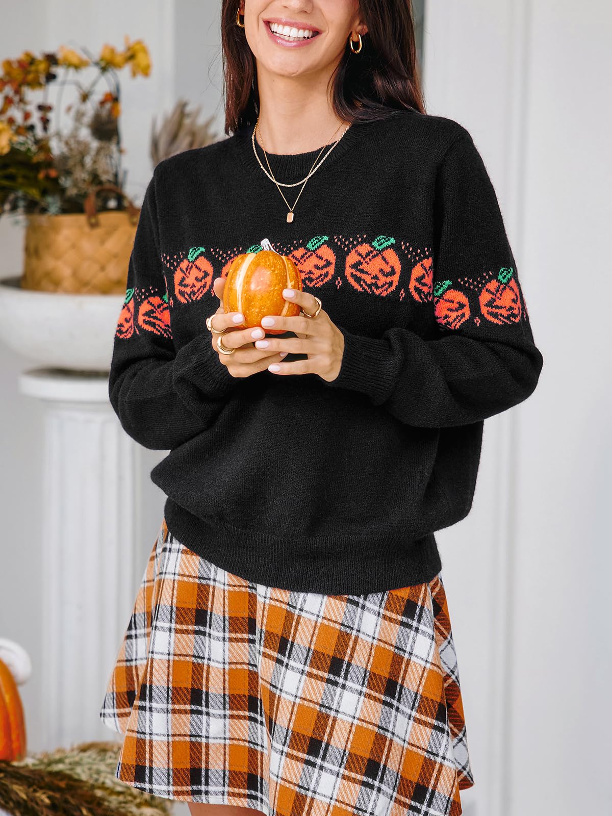 Foto 3 pulgar | Jersey Cupshe De Manga Larga Para Halloween Con Forma De Calabaza M, Para Mujer - Venta Internacional.