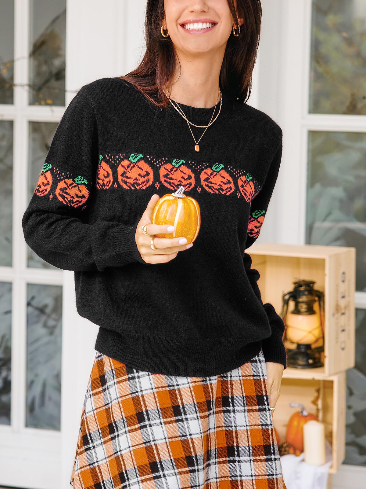 Foto 4 pulgar | Jersey Cupshe De Manga Larga Para Halloween Con Forma De Calabaza M, Para Mujer - Venta Internacional.