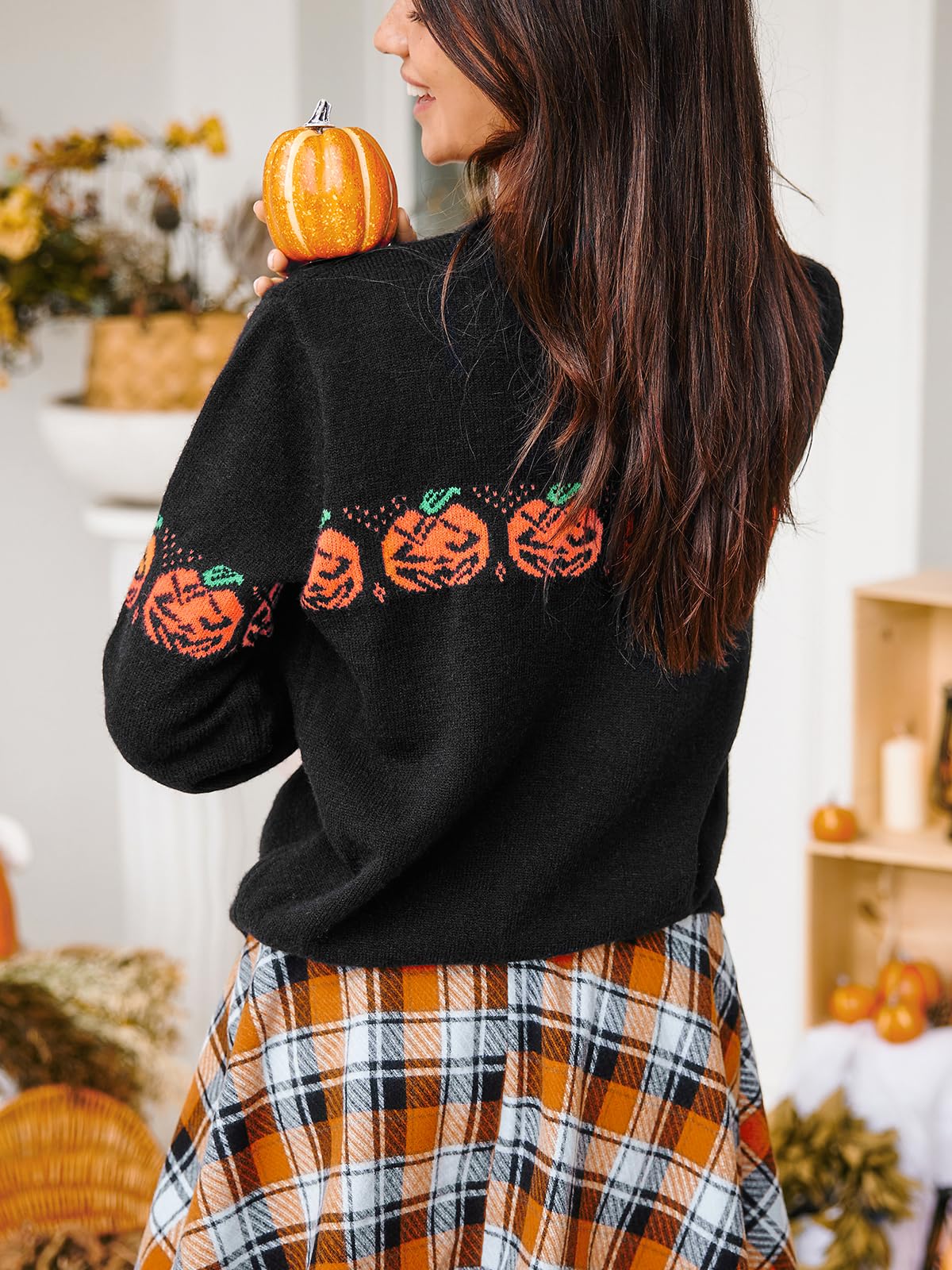 Foto 6 pulgar | Jersey Cupshe De Manga Larga Para Halloween Con Forma De Calabaza M, Para Mujer - Venta Internacional.