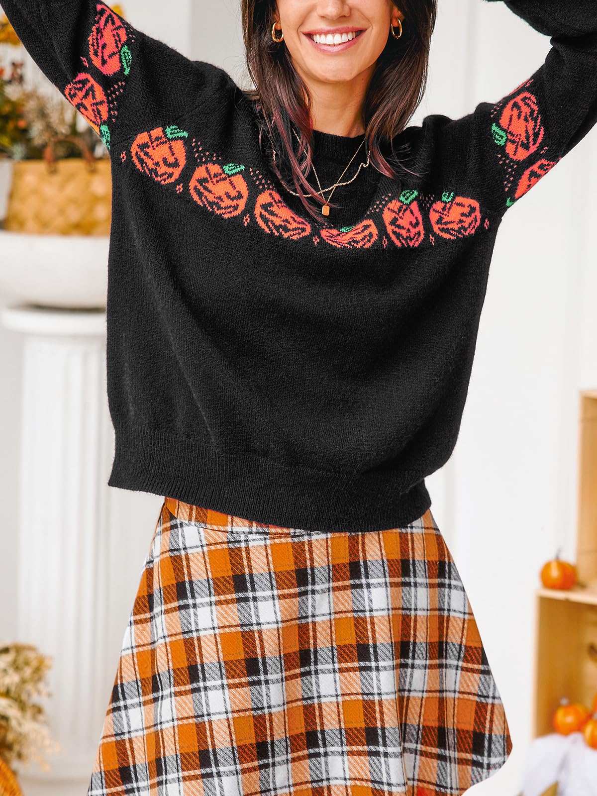Foto 7 pulgar | Jersey Cupshe De Manga Larga Para Halloween Con Forma De Calabaza M, Para Mujer - Venta Internacional.