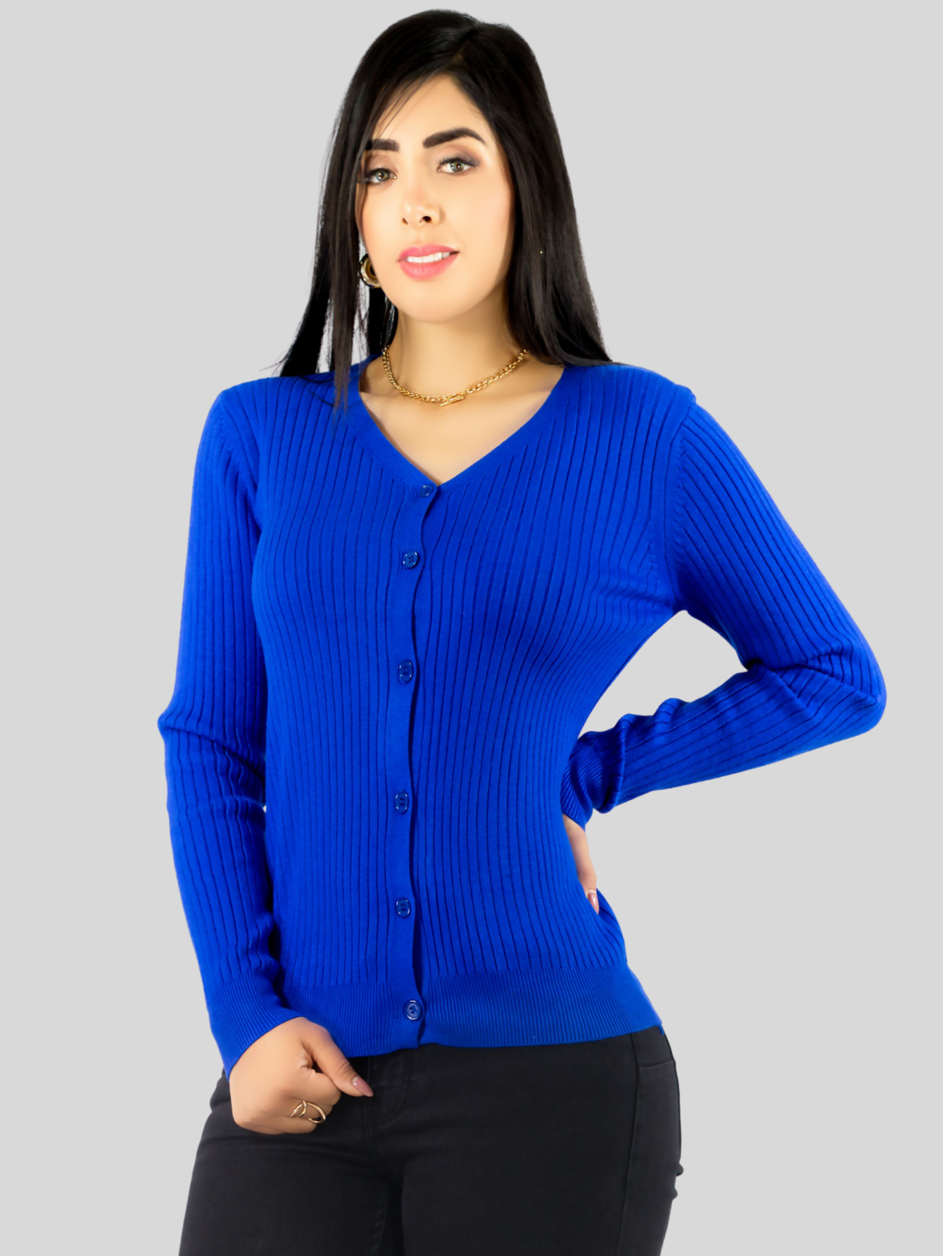 Foto 5 pulgar | Set De 2 Suéteres De Mujer Manga Larga Suéteres Botones Lic-1043-px2 Variedad De Colores Sweaters Punto