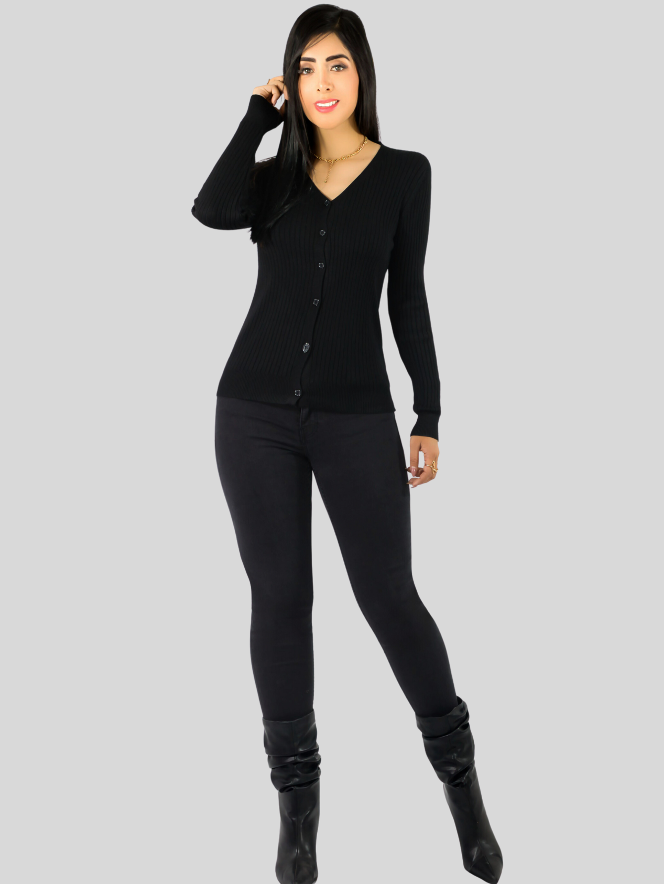 Foto 6 pulgar | Set De 2 Suéteres De Mujer Manga Larga Suéteres Botones Lic-1043-px2 Variedad De Colores Sweaters Punto