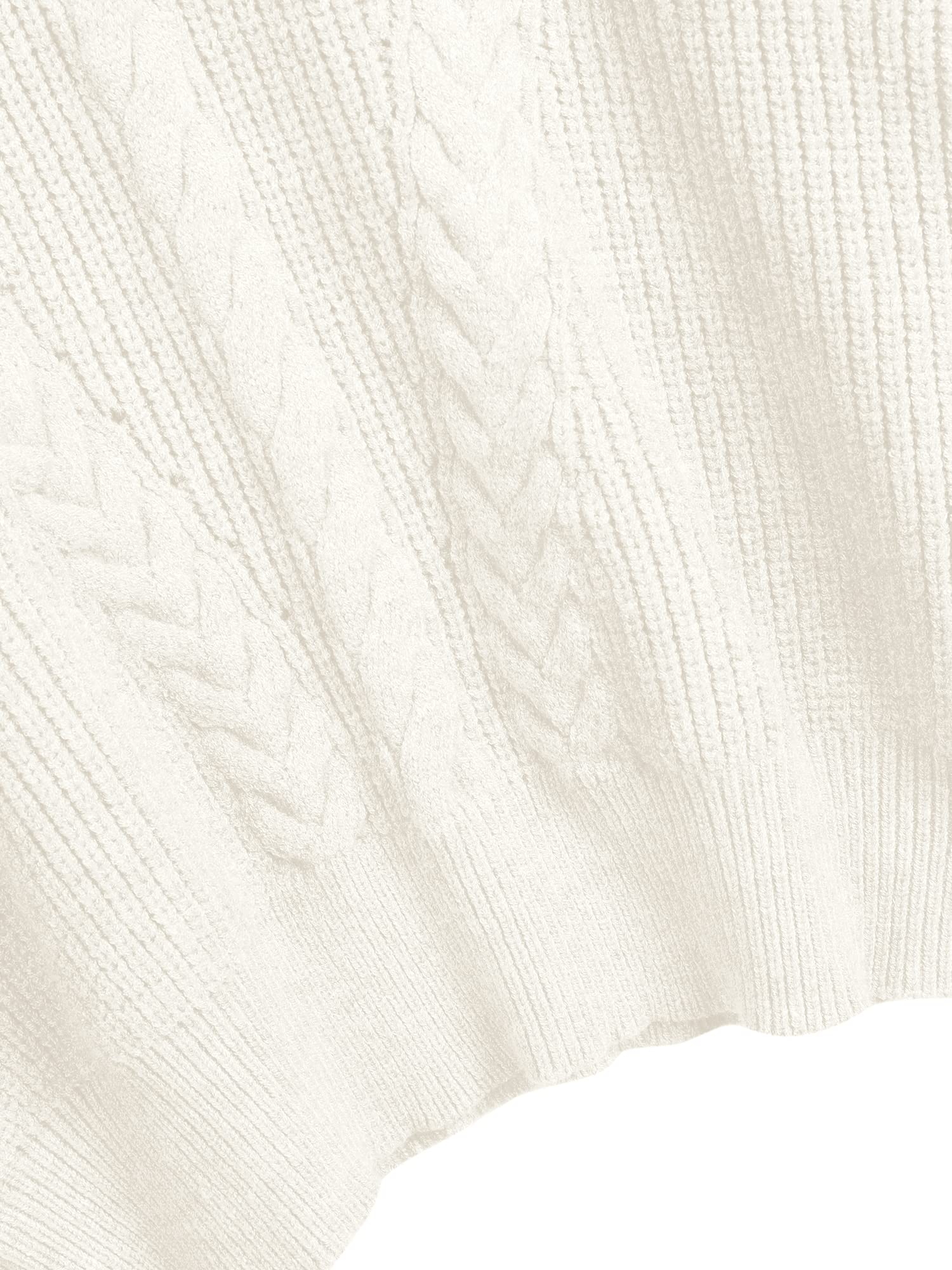 Foto 5 | Jersey Zaful De Punto Acanalado Con Cuello Alto Y Mangas Tipo Farol Para Mujer - Venta Internacional.