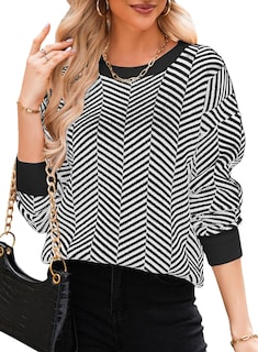 Foto 1 | Jersey Dokotoo Para Mujer, Gran Tamaño, Cuello Redondo, A Rayas, Blanco, Xl - Venta Internacional.