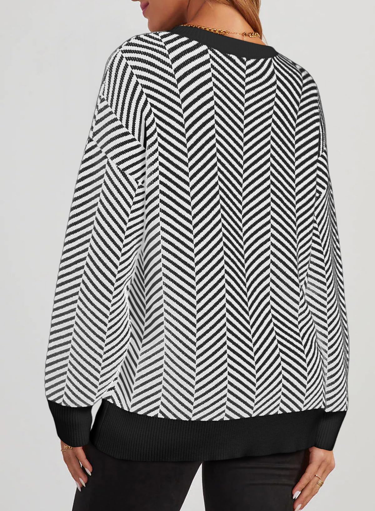 Foto 3 pulgar | Jersey Dokotoo Para Mujer, Gran Tamaño, Cuello Redondo, A Rayas, Blanco, Xl - Venta Internacional.