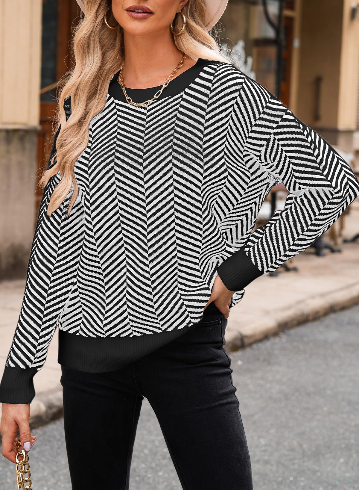 Foto 4 | Jersey Dokotoo Para Mujer, Gran Tamaño, Cuello Redondo, A Rayas, Blanco, Xl - Venta Internacional.